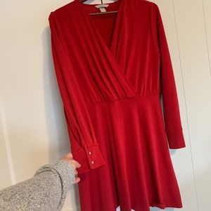 HM red skater wrap dress